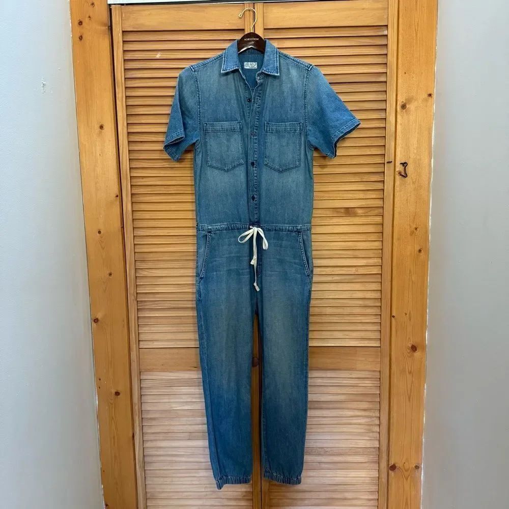 MOTHER Denim short sleeve Jumpsuit size small